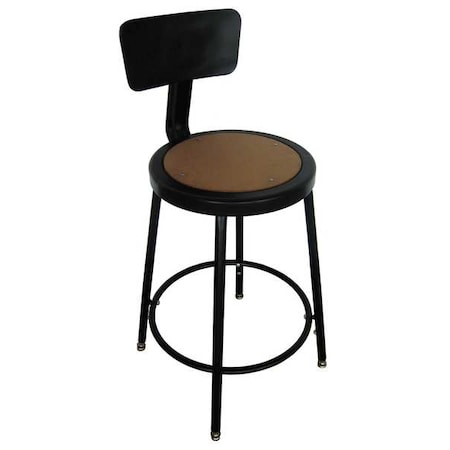 Round Stool with Backrest, Height 18" to 27"Black