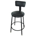 Round Stool with Backrest, Height 24" to 33"Black