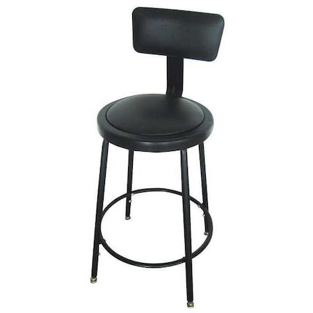 Round Stool with Backrest, Height 24" to 33"Black