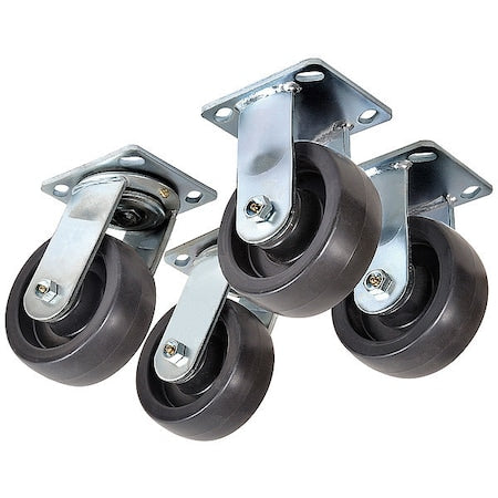 Plate Caster Kit, Nylon, 6", 4800 lb., PK4