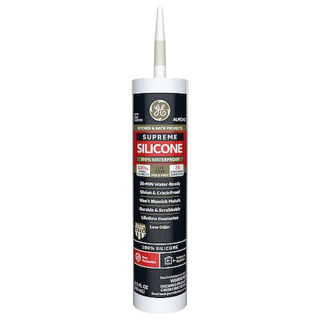 Silicone Sealant, 10 oz, Cartridge, Almond, Silicone Base, Supreme Silicone