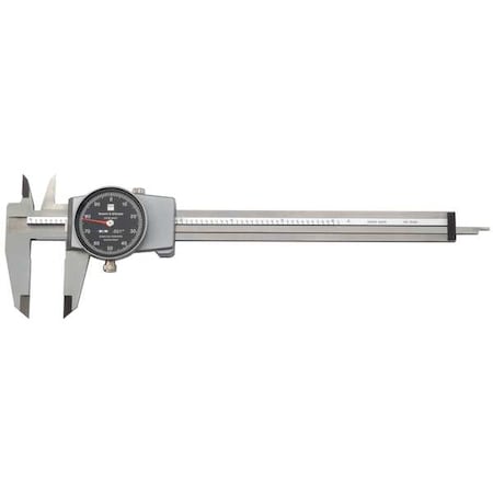 Dial Caliper, 6 In, 0.001 In Grad, Black