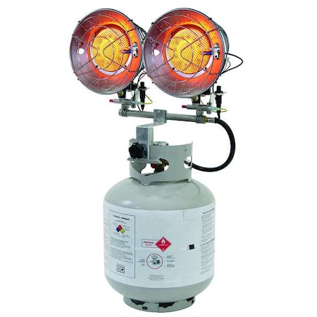 Portable Gas Tank-Top Heater, LP, Matchless Piezo, 17 1/4 in Wx 6 1/2 in L