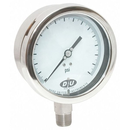 Industrial Pressure Gauge, 0 to 5,000 psi, 4 1/2 in Dial, 1/2 in NPT, Bottom Location