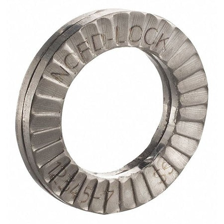 Wedge Lock Washer, For Screw Size 1/2 in 316 Stainless Steel, Plain Finish, 200 PK
