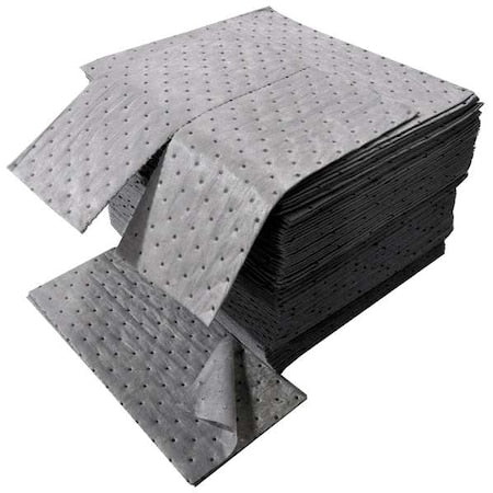 Sorbent Pad, 24 gal, 16 in x 18 in, Universal, Gray, 100 PK