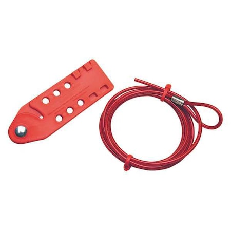 Tab-Cinching Cable Lockout, 6 ft. L, Color: Red