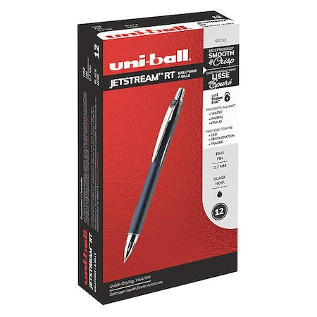 Retractable Rollerball Pen, Fine 0.7 mm, Black PK12