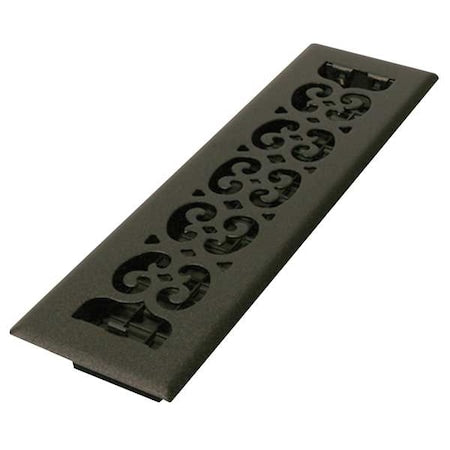 Floor Register 3.75 X 13.5, Textured Black, Cast Iron