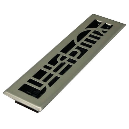 Floor Register 3.75 X 13.5, Plated Nickel, Plated Steel