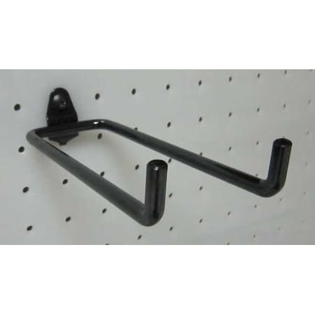 Double Rod Pegboard Hook for 1/4 in Hole & 1 in Spacing, 6 in L, 2 in W, Steel, Black, PK10