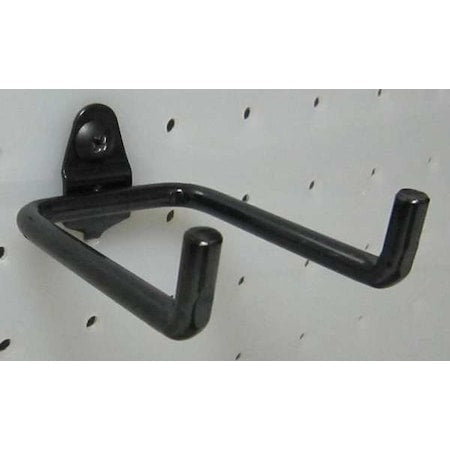 Double Rod Pegboard Hook for 1/4 in Hole & 1 in Spacing, 3 in L, 2-1/8 in W, Steel, Black, PK10