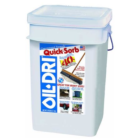 Loose Absorbent, 2 Gallon Volume Absorbed per Package, 20 lb Weight Pail, Not Scented