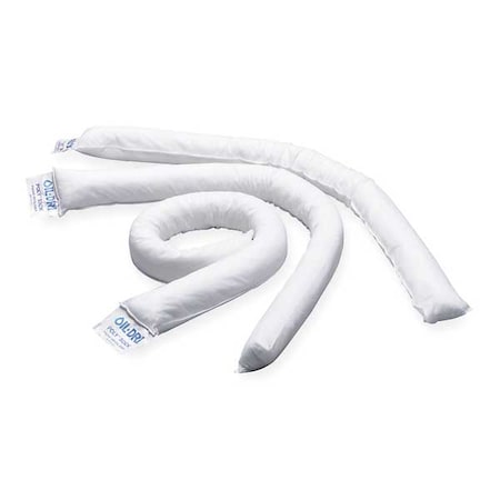 Sorbent Sock, 12 gal, 3 in x 48 in, Oil, White, 12 PK
