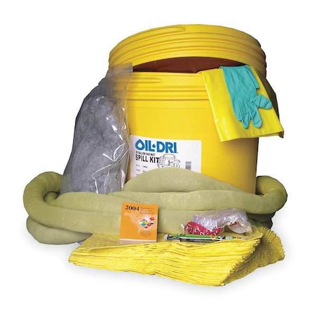 Spill Kit, 21 gal Volume Absorbed per Kit, 20 gal Capacity, Lab Pack, Yellow