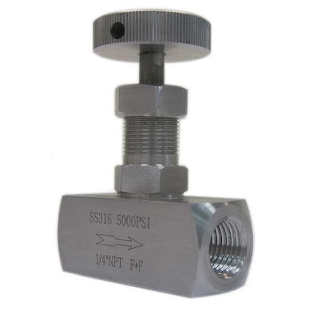 Needle Valve, 1/4 In NPT, 5000 psi, SS