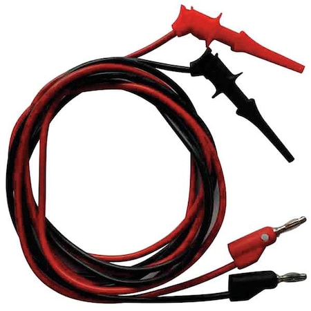 Test Lead, Test Clip to Banana Plug, 24", PVC, Black, Red