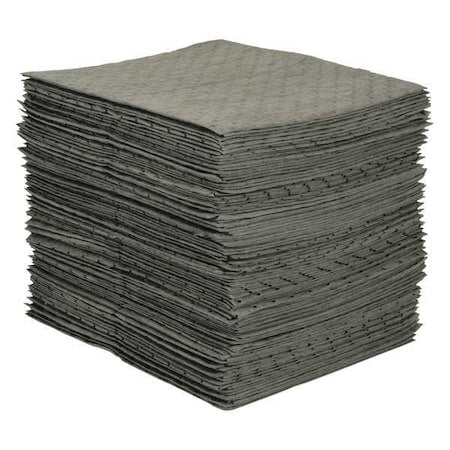 Sorbent Pad, 26 gal, 15 in x 19 in, Universal, Gray, 100 PK