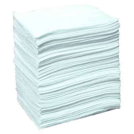 Sorbent Pad, 26 gal, 15 in x 19 in, Oil, White, Polypropylene