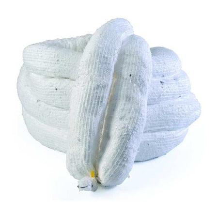 Sorbent Boom, 32 gal, 5 in x 10 ft, Oil, White, 2 PK