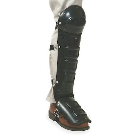 Unisex Knee and Shin Guard, Plastic, Straps Attachment, 20 in Length, Black, Universal