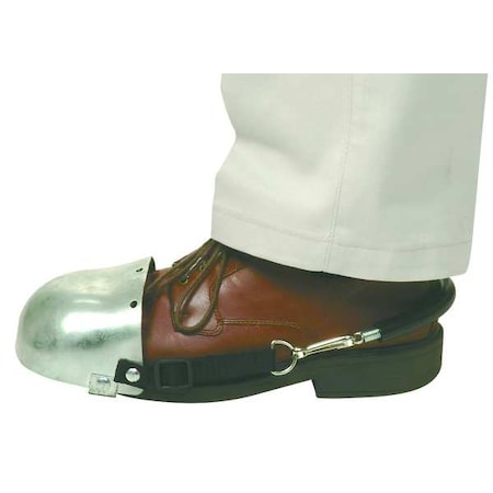 Safety Toe Cap, Toe Guard, Unisex, Steel, Strap On, 10 oz Wt each, Silver, Universal Size, 1 Pair