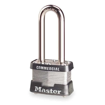 Padlock, Keyed Alike, Long Shackle, Rectangular Steel Body, Steel Shackle, 5/8 in W