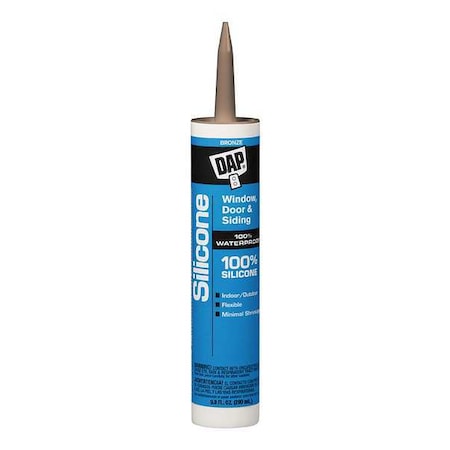 Silicone Sealant, 9.8 oz, Cartridge, Bronze, Silicone Base, Window, Door & Siding