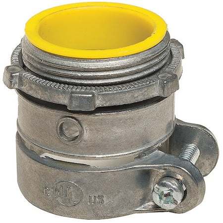Conduit Fitting Grounding Connector, 1-1/4 in, Threaded, Zinc Alloy, PVC Coated, Gray; Yellow