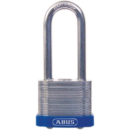 Padlock, Master Keyed, Long Shackle, Rectangular Recycled Steel Body, Steel Shackle, 13/16 in W