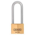 Padlock, Master Keyed, Long Shackle, Rectangular Brass Body, Steel Shackle, 1 3/16 in W