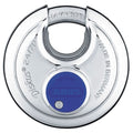Padlock, Keyed Different, Partially Hidden Shackle, Disc Stainless Steel Body, 3/4 in W