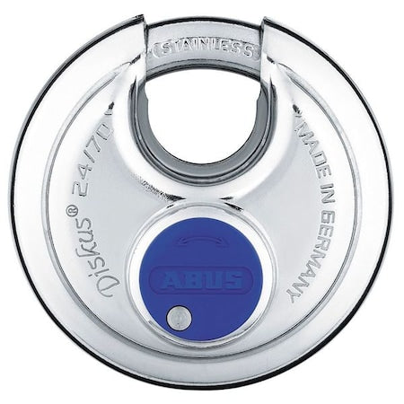 Padlock, Keyed Different, Partially Hidden Shackle, Disc Stainless Steel Body, 3/4 in W