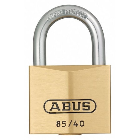 Padlock, Master Keyed, Standard Shackle, Rectangular Brass Body, Steel Shackle, 15/16 in W