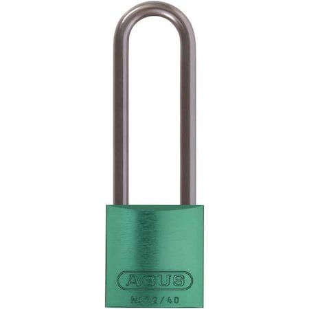 Lockout Padlock, Keyed Different, Aluminum, Green, 3 in Shackle Height, 1 9/16 in Body Width