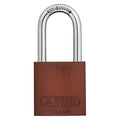 Lockout Padlock, Keyed Alike, Aluminum, Brown, 1 1/2 in Shackle Height, 1 1/2 in Body Width, 6 PK