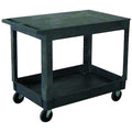 Utility Cart with Deep Lipped & Flush Plastic Shelves, Plastic, 500 lb Load Capacity, 2 Shelves