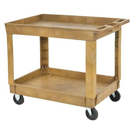 Utility Cart with Deep Lipped Plastic Shelves, Plastic, 500 lb Load Capacity, 2 Shelves, 41 in L