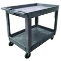 Utility Cart with Deep Lipped Plastic Shelves, Plastic, 500 lb Load Capacity, 2 Shelves, 41 in L