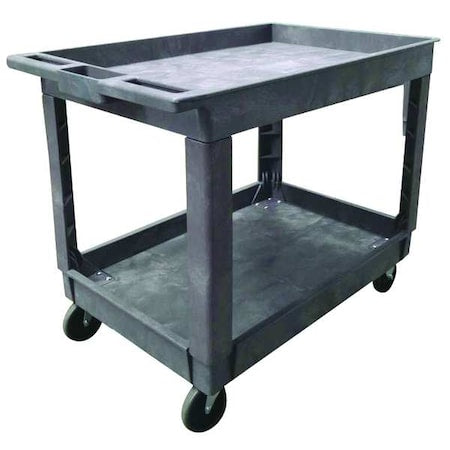 Utility Cart with Deep Lipped Plastic Shelves, Plastic, 500 lb Load Capacity, 2 Shelves, 41 in L