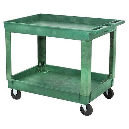 Utility Cart with Deep Lipped Plastic Shelves, Plastic, 500 lb Load Capacity, 2 Shelves, 41 in L