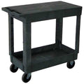 Utility Cart with Deep Lipped & Flush Plastic Shelves, Plastic, 500 lb Load Capacity, 2 Shelves