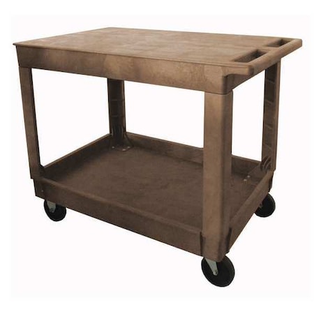 Utility Cart with Deep Lipped & Flush Plastic Shelves, Plastic, 500 lb Load Capacity, 2 Shelves