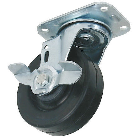 Swivel Plate Caster, Rubber, 4 in., 165 lb.
