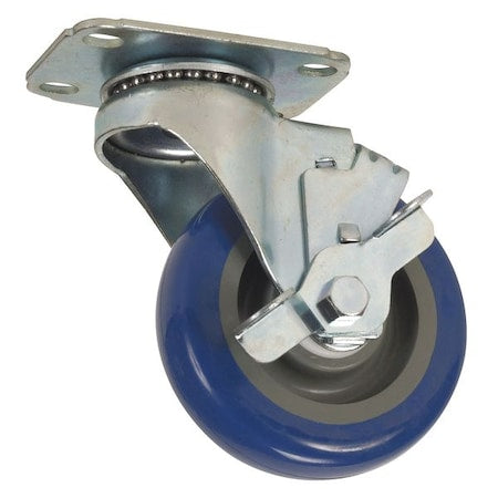 Swivel NSF-Listed Plate Caster, Poly, 5 in, 300 lb, Blu
