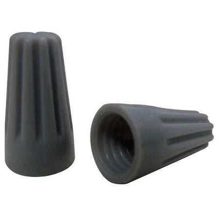 Twist-On Wire Connector, 14 AWG Max, Gray, Thermoplastic Insulation, 300 V, 100 PK