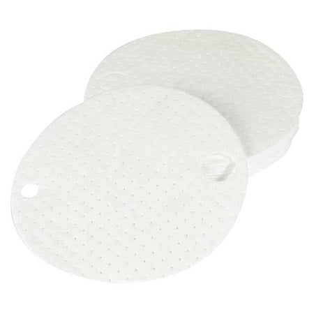 Sorbent Pad, 6 gal, 22 in Dia., Oil, White, Polypropylene