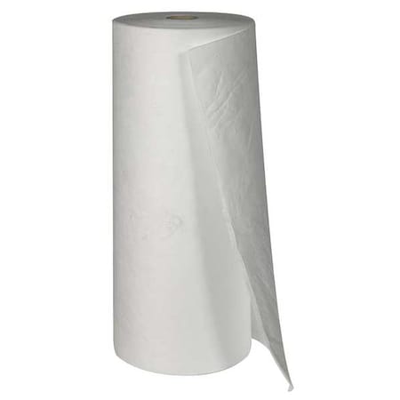 Sorbent Roll, 44 gal, 30 in x 150 ft, Oil, White, Polypropylene
