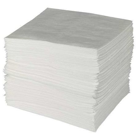 Sorbent Pad, 50 gal, 30 in x 30 in, Oil, White, 50 PK