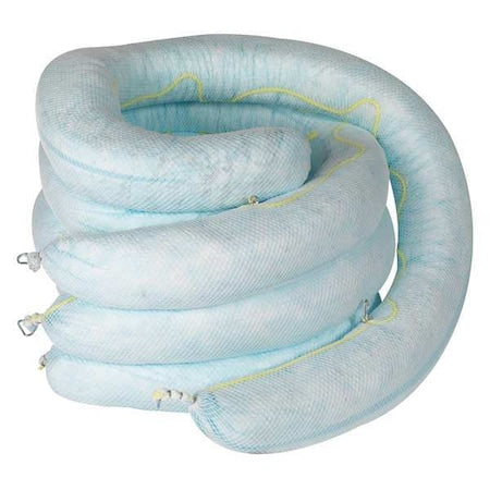Sorbent Boom, 65 gal, 8 in x 10 ft, Oil, Blue, 4 PK